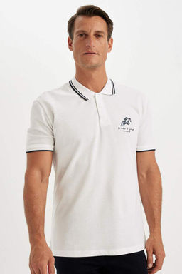 New Regular Fit Bask?l? K?sa Kollu Pike Polo Tisort - Defacto фото 5