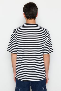 TRENDYOL MAN Siyah Oversize/Genis Kesim Cizgili K?sa Kol T-Shirt TMNSS20TS0511 - Trendyolmilla фото 12