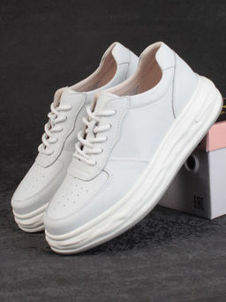 05-PDD181-1 WHITE Кроссовки женские (натуральная кожа)