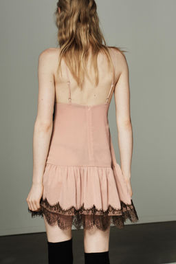 SHORT DRESS WITH CONTRAST LACE - Zara фото 7
