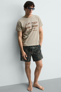 CAMISETA ESTAMPADO TEXTO EFECTO VINTAGE / Beige