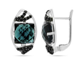 Серьги из серебра синт.сапфир, шпинель, Каное