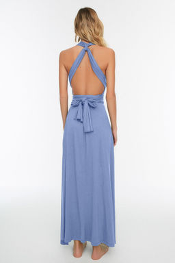 Mavi Orme Baglama Detayl? Maxi Plaj Elbise TBESS21EL2992