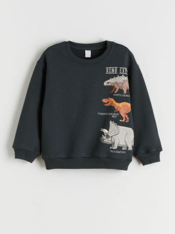 Dinazor Bask?l? Erkek ?ocuk Sweatshirt ve E?ofman Alt 2li