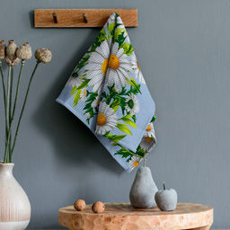 Полотенце 50*60 см вафельное (Ромашки, синий)