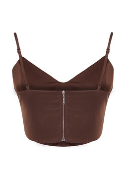 Trendyolmilla Kahverengi Korse Detayl? Orme Tul Bluz TPRSS24BZ00003