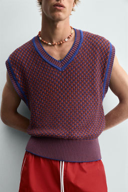 KNIT VEST WITH CONTRAST DETAIL - Zara фото 5