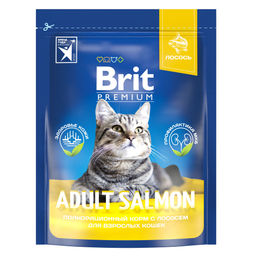 Брит Premium Cat Adult Salmon сухой корм премиум класса с лососем для взрослых кошек. 0,4 кг
