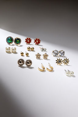 Цена за 2 шт. Пусеты 12 пар One year, летний день, цветные в золоте