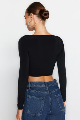 Siyah Cut Out/Pencere Detayl? Orme Bluz TPRAW24BZ00027