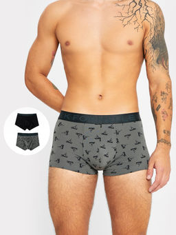 Трусы мужские боксеры мультипак (2 шт.) в серо-черных оттенках с принтом собаки собаки на камне +черный 411124-2