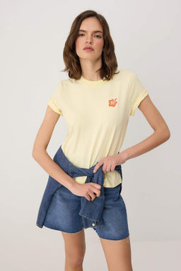 Ac?k Mavi Bask?l? Regular/Normal Kal?p K?sa Kollu %100 Pamuk Orme T-Shirt TWOSS26TS00124 - Trendyolmilla фото 9