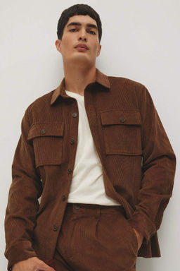 Regular Fit Polo Yaka Fitilli Kadife Uzun Kollu Gomlek Ceket - Defacto фото 2