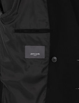 Siyah Ex. Slim Fit Y_n Kar___ml_ Kruvaze Ceket