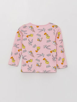 Bisiklet Yaka Uzun Kollu Looney Tunes Bask?l? K?z Bebek Pijama Tak?m? - Waikiki фото 3