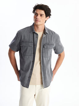 Rahat Kal?p K?sa Kollu Erkek Jean G?mlek