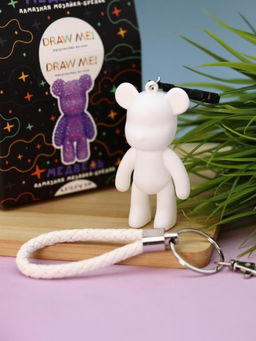 Алмазная мозаика на брелоке Draw Me! Purple bear, (4.5*3.5*8 см)