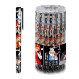 Цена за 30 шт. Ручка гелевая арт. 69576 / 30 НОВЫЕ СКАЗКИ (ПВХ тубус, 30 шт., неавтоматическая, 8х145 мм, цвет корпуса: черный, красный, белый, материал корпуса: поликарбонат, покрытие корпуса: софт-тач, 0,5 мм, цвет чернил: синий, стержень: сменный).