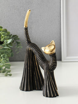 Сувенир полистоун "Кошка в клёшах" чёрно-золотая 7,5х15х25 см