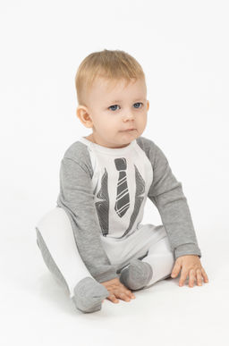 Комбинезон ясельный серыйбелый с галстуком