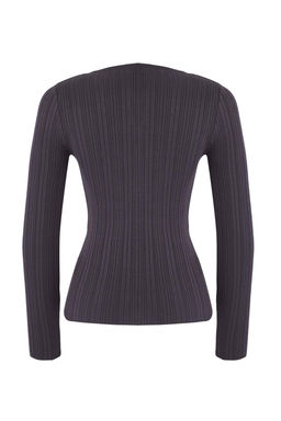 Wardrobe Essentials Antrasit Fitted/Vucuda Oturan Fitilli Triko Kazak | TWOAW26KZ00083 - Trendyolmilla фото 6