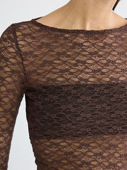 Bisiklet Yaka Dantelli Bluz