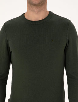 Koyu Haki Slim Fit Bisiklet Yaka Basic Triko Kazak - Pierre cardin фото 6