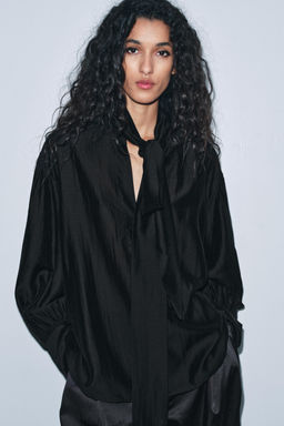 ZW COLLECTION FLOWING SHIRT WITH TIES - Zara фото 4