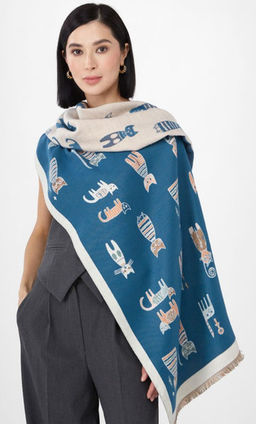 в составе ШЕРСТЬ и КАШЕМИР Большой, мягкий, теплый однотонный двусторонний палантин. - Tantino фото 11