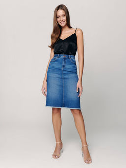 CONTE Джинсовая юбка-midi А-силуэта CON-356 mid blue