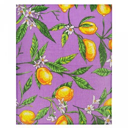 Полотенце вафельное 48х62см "Лимоны, сиреневый", хлопок 100%, 152гр/м2, "Домашняя мода" (Россия)