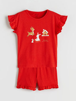 Y?lba?? Temal? K?z Bebek ?ortlu Pijama Tak?m?