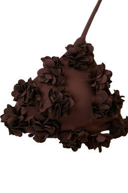 Kahverengi Ucgen Cicek Aplikeli Normal Bel Regular Bikini Tak?m? TBESS26BT00073 - Trendyolmilla фото 3