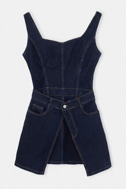 Koyu Mavi Ask_l_ Mini Denim Elbise TWOAW27EL00054