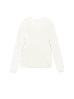 CONTE Классический джемпер из пряжи с вискозой и льном LDK 088 off-white - Conte elegant фото 4