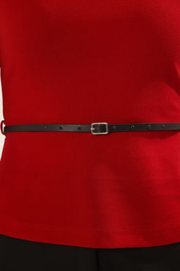 Trendyolmilla Siyah Kemerli Fitted/Vucuda Oturan Orme Bluz TWOSS25BZ00022  фото 3