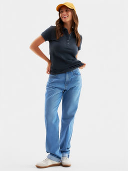 Футболка поло женская MINAKU: Basic line, графит, размер 44