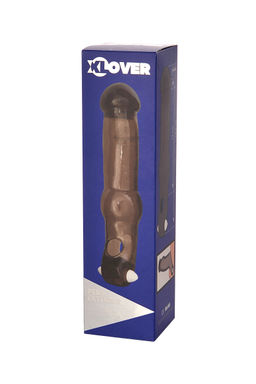 Насадка на пенис с вибрацией XLover by TOYFA, TPE, черный прозрачный, 19,4 см