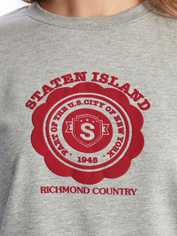 Bisiklet Yaka Bask?l? Kad?n Sweatshirt Tunik