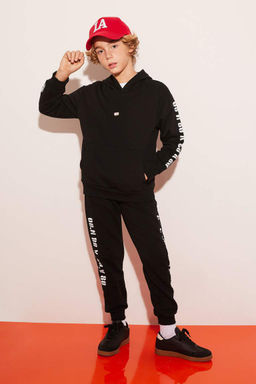 Толстовка оверсайз с капюшоном и принтом герба для мальчиков - Defacto фото 2