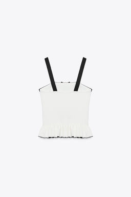 RIBBED KNIT TOP WITH BOW - Zara фото 5