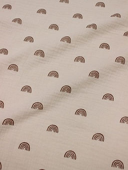 Муслин двухслойный с эф.жатости Радуга-дуга цв.бежево-молочный, СОРТ2, ш.1.43м, хлопок-100%