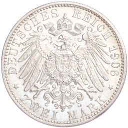 Монета 2 марки 1906 года Германия (Баден) 50 лет свадьбе Фридриха I и Луизы Прусской