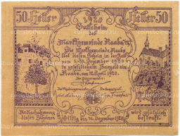 50 геллеров 1920 года Австрия Рабс (нотгельд)