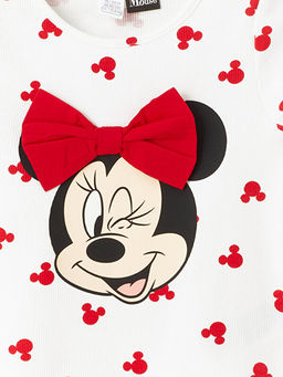 Bisiklet Yaka K?sa Kollu Minnie Mouse Bask?l? K?z Bebek Ti??rt - Waikiki фото 2