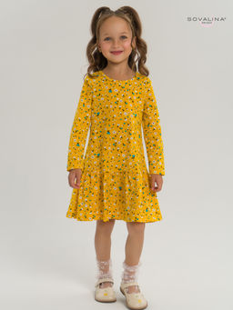 Платье Алиса дл/р цветы на горчице - Sovalina фото 11