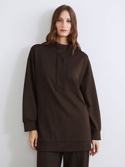 Dik Yaka Oversize Kad?n Sweatshirt Tunik