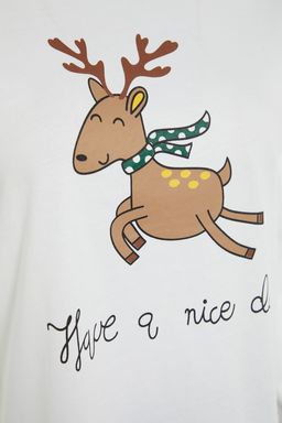Cok Renkli %100 Pamuklu Y?lbas? Temal? Orme Pijama Tak?m? THMAW21PT0776