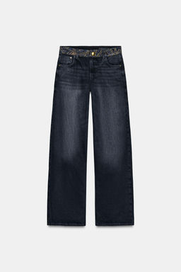 Z1975 MID-WAIST JACQUARD WAIST JEANS - Zara фото 7