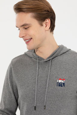 U. S. Polo Assn Мужской серый меланжевый вязаный свитер с капюшоном - U.s. polo assn фото 19